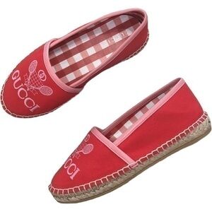 GUCCI Alejandro Girls Espadrille Red and Pink Size 32